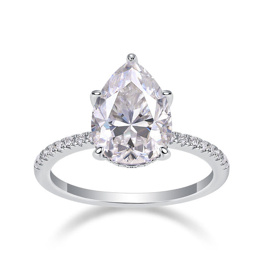 Light And Shadow - A Fashionable Diamond Jewelry Piece Set With Moissanite S925 Sterling Silver And Platinum Diamond Ring Weloria