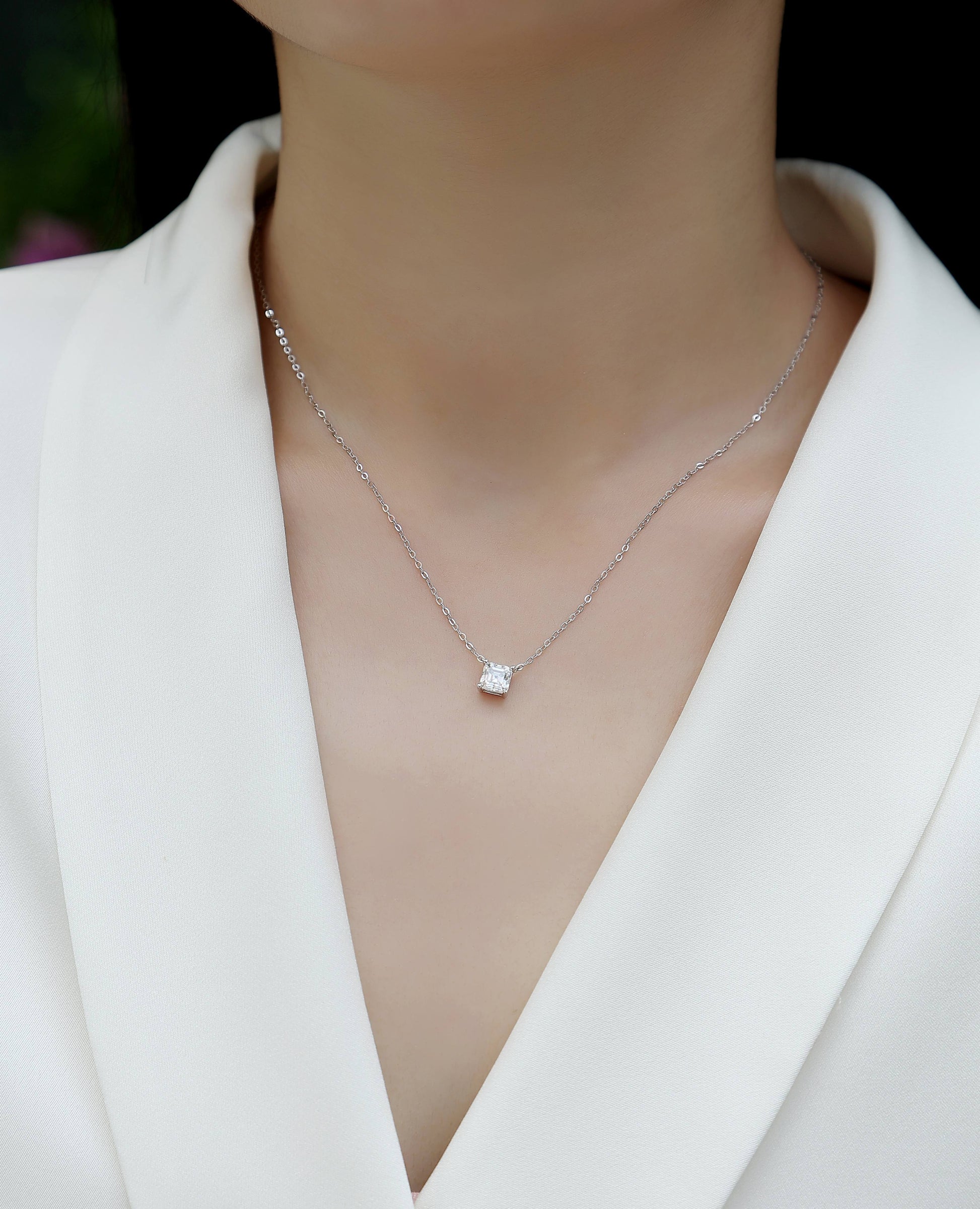 Eternal - A Fashionable And Luxurious Diamond Jewelry Pendant Set With Square Moissanite S925 Sterling Silver Weloria