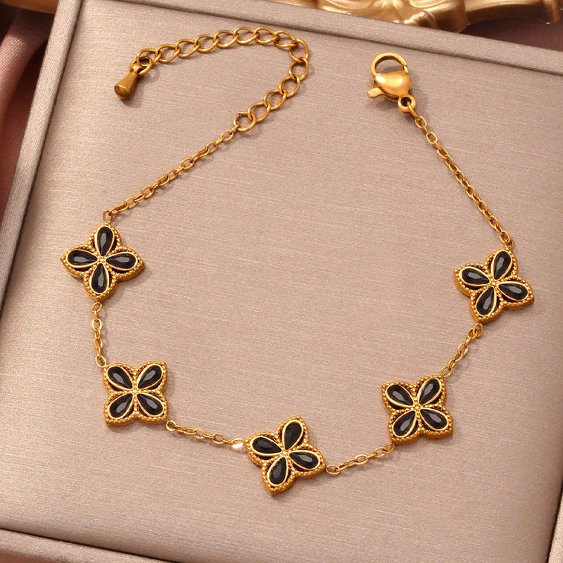 Small Flowers Inlaid Zircon Bracelet For Women Weloria