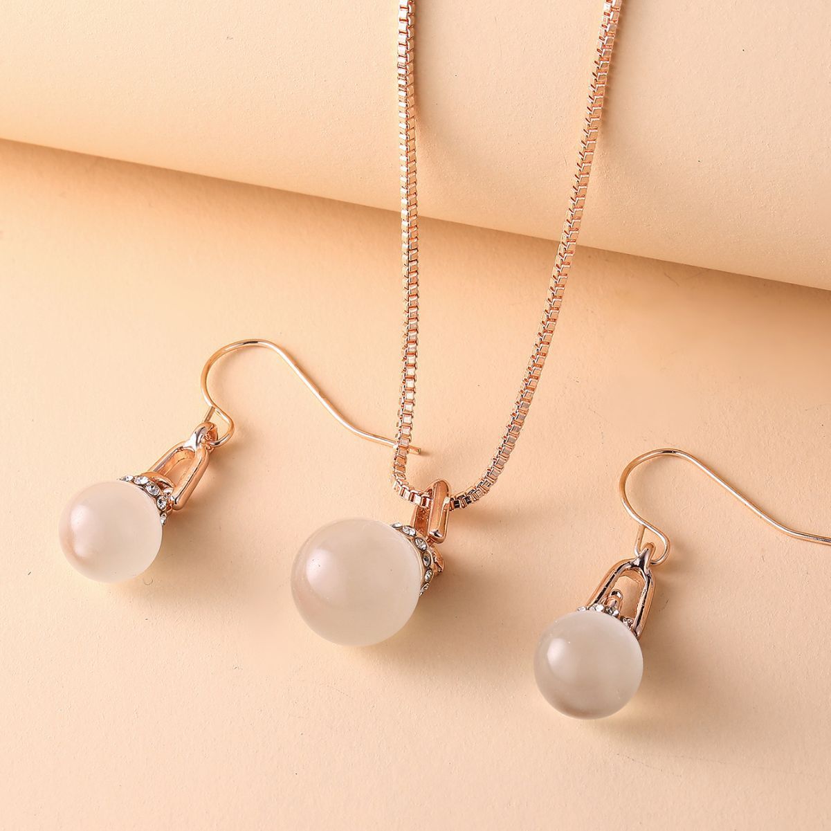 Geometric Ball Resin Necklace Earrings Jewelly Suit Weloria