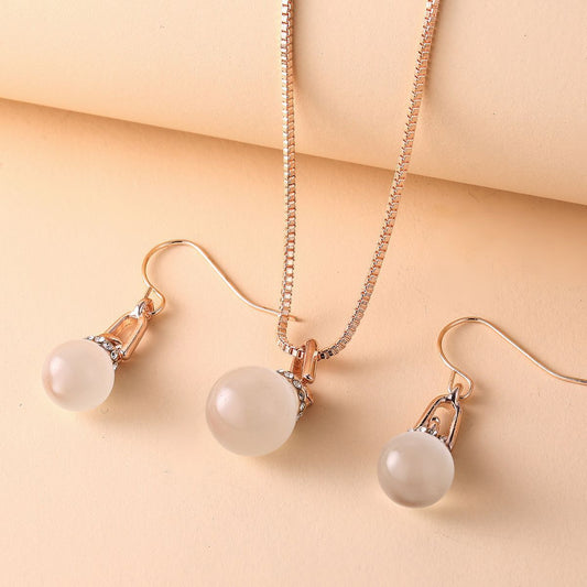 Geometric Ball Resin Necklace Earrings Jewelly Suit Weloria