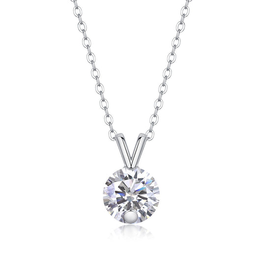 V-shaped - A Fashionable And Luxurious Diamond Jewelry Piece Set With 2-carat Moissan Diamond S925 Sterling Silver And Platinum-plated Pendant Weloria