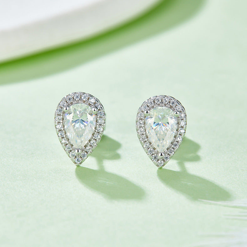 925 Silver Clavicle Chain Earrings Love Heart Suit Weloria