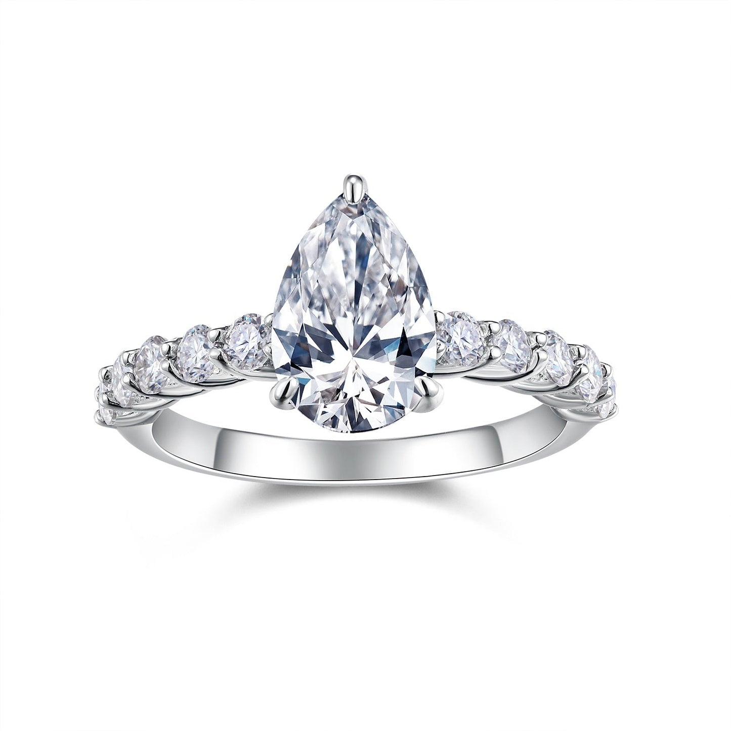 Moonlight Water Drop - A Fashionable Diamond Jewelry Piece Set With Moissanite S925 Sterling Silver And Platinum Diamond Ring Weloria