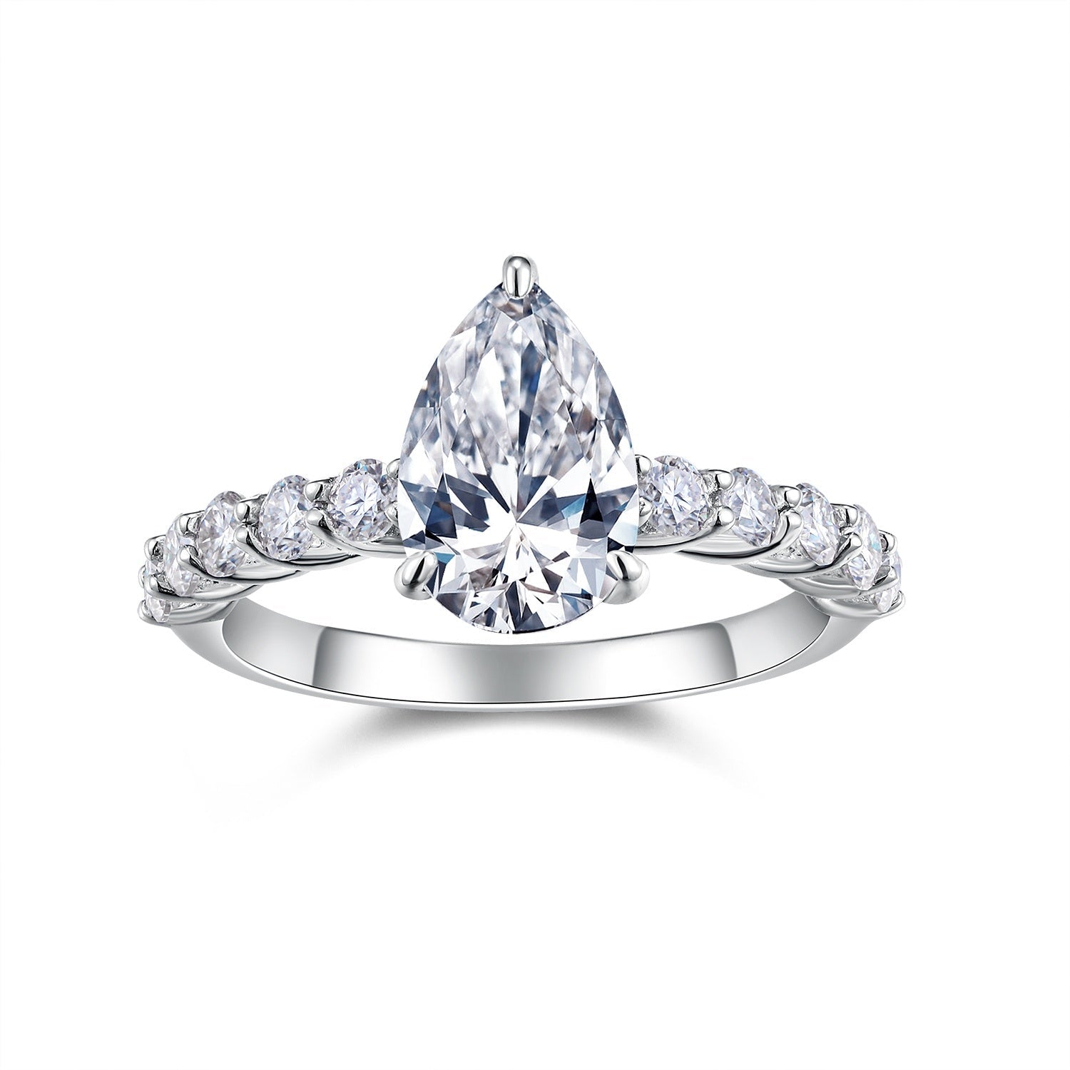 Moonlight Water Drop - A Fashionable Diamond Jewelry Piece Set With Moissanite S925 Sterling Silver And Platinum Diamond Ring Weloria