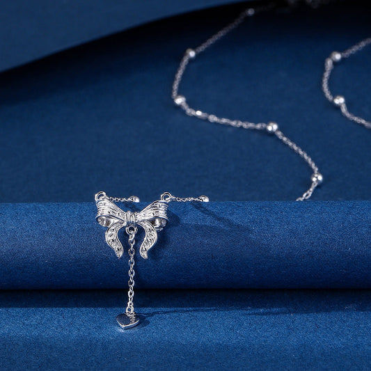 S925 Pure Silver Butterfly Heart Clavicle Chain Weloria