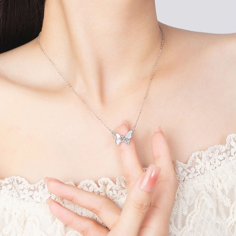 Butterfly Fritillary Necklace Women's Sterling Silver Light Luxury Minority Weloria