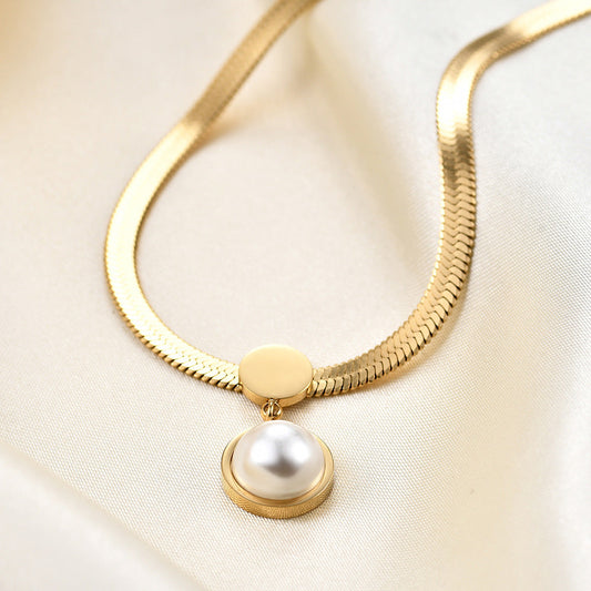 Fashion 8MM Chain Like Flat Snake Blade Necklace Weloria