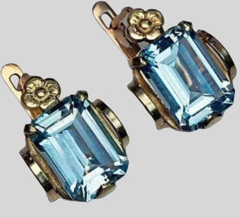 Square Rock Candy Earrings Navy Blue Topaz Stud Earrings Weloria