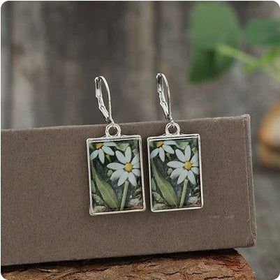Minority Fashion Rectangular Epoxy Flowers Alloy Ear Clip Weloria
