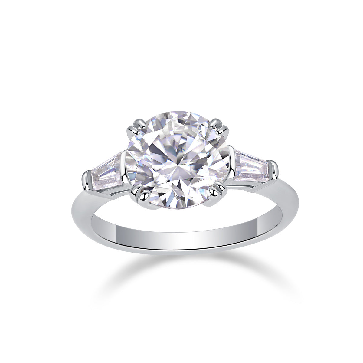 Shining Step By Step - A Fashionable Diamond Jewelry Piece Set With 3-carat Moissanite S925 Sterling Silver And Platinum Diamond Ring. Weloria