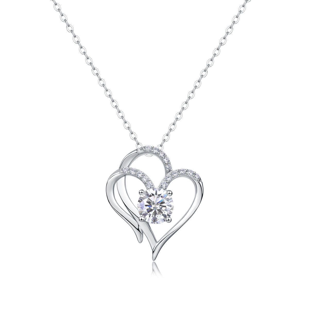 Heart To Heart - A Fashionable And Luxurious Diamond Jewelry Pendant Set With 1-carat Moissan Diamond S925 Sterling Silver And Platinum Plating Weloria