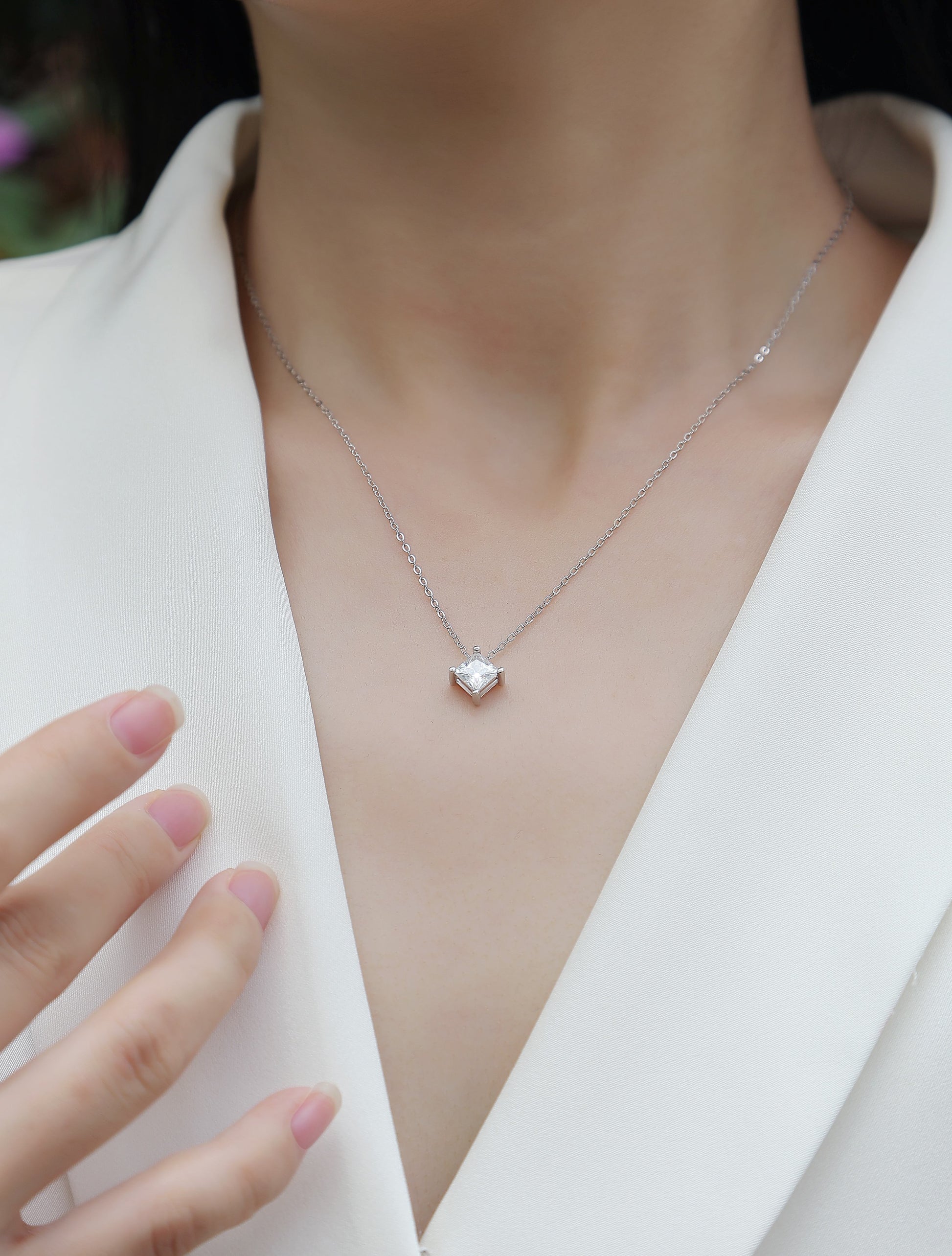 Stay Together - A Fashionable And Luxurious Diamond Jewelry Pendant Set With Square Moissanite S925 Sterling Silver. Weloria
