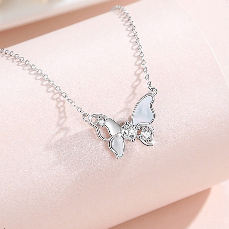 Butterfly Fritillary Necklace Women's Sterling Silver Light Luxury Minority Weloria