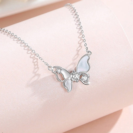 Butterfly Fritillary Necklace Women's Sterling Silver Light Luxury Minority Weloria