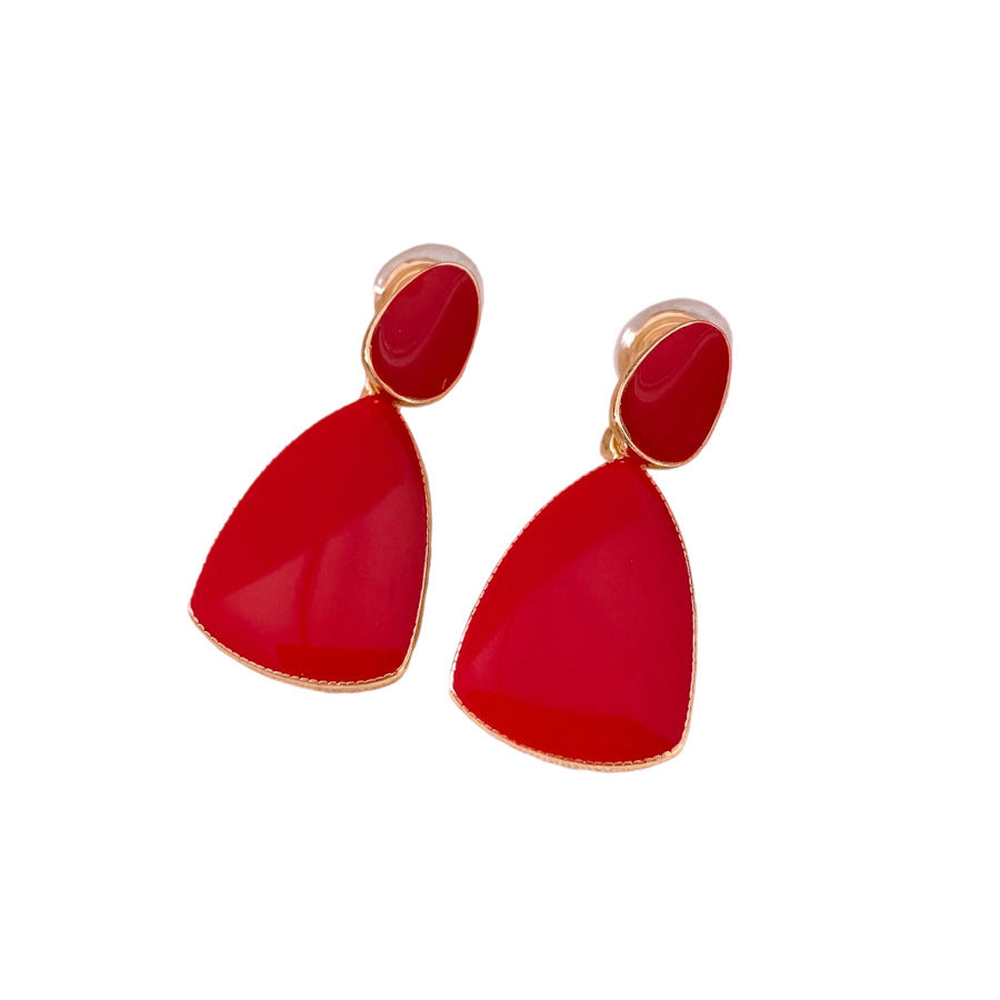 Ankela Red Water Drop Ear Clip Earrings Weloria