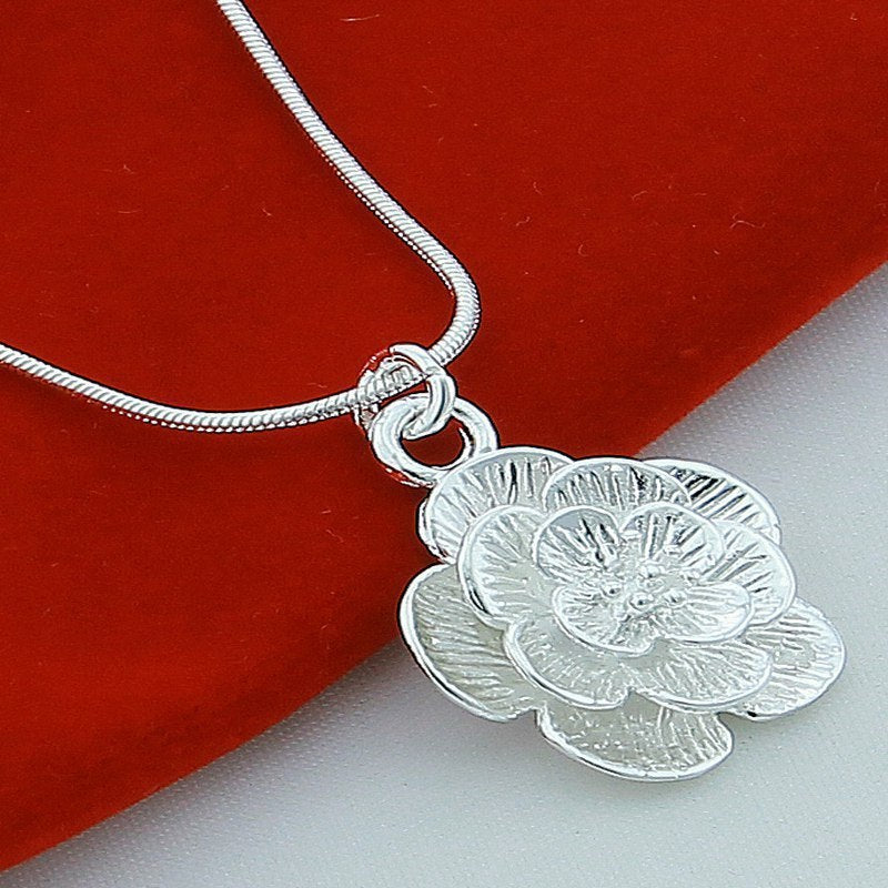 Silver Plated New Peony Necklace Weloria