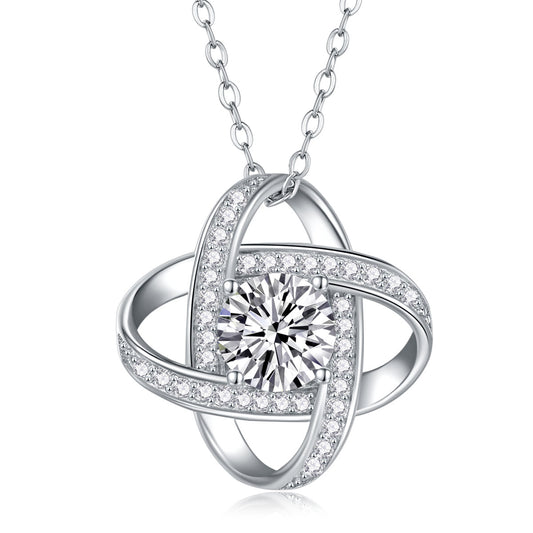 Reciprocating - A Fashionable And Luxurious Diamond Jewelry Pendant Set With 1-carat Moissanite S925 Sterling Silver And Platinum Plating Weloria