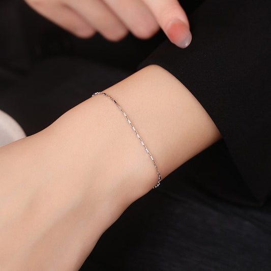 925 Sterling Silver Square Buckle Bracelet For Women Summer Weloria