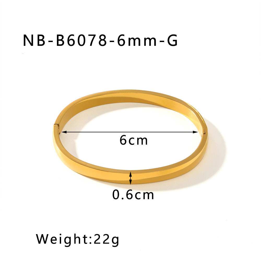 Fashionable All-match Stainless Steel Gold-plated Glossy Bracelet Does Not Fade Weloria
