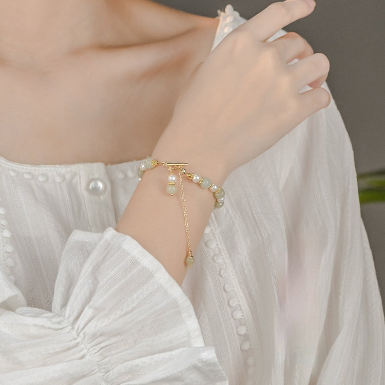 Natural Hetian Jade Pearl Pendant Women's Bracelet Weloria
