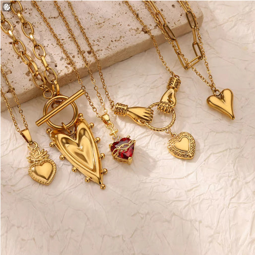 New Heart-shaped Cross Zircon Necklace Red Pendant Female Personality Weloria