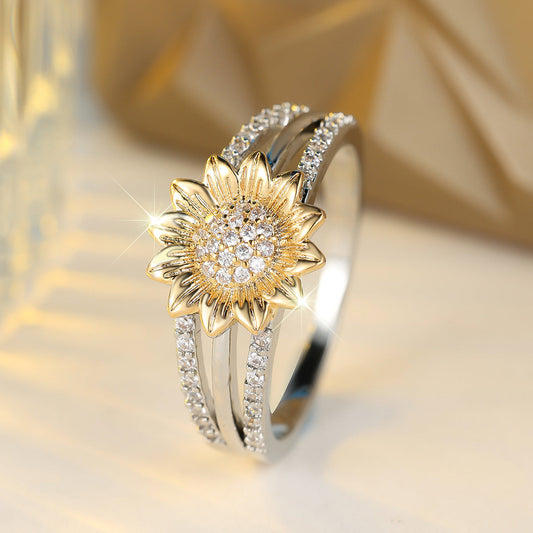 Sunflower Full Diamond Fashion Ring For Women Weloria