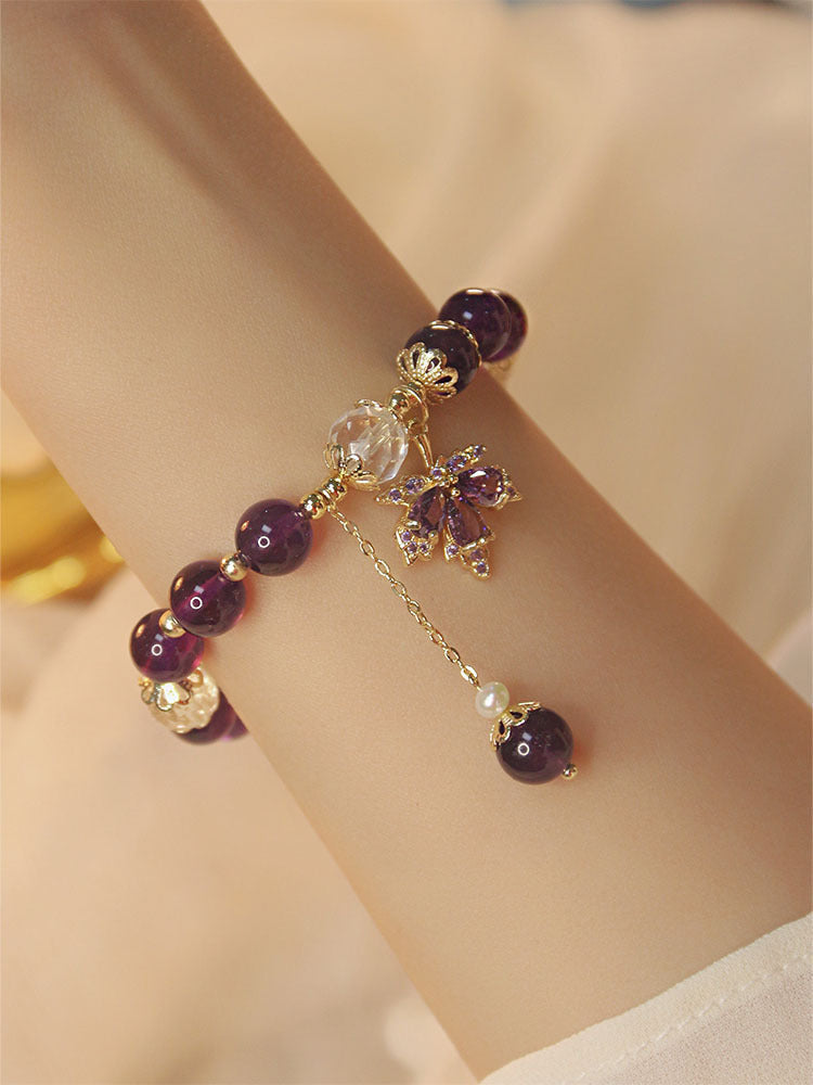 Purple Maple Natural Uruguay Amethyst Bracelet Maple Leaf Weloria