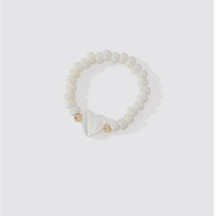 Shell Bead Love Heart-shaped Ring Weloria