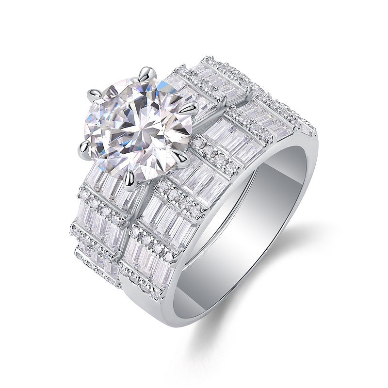 Vanilla - A Fashionable And Luxurious Jewelry Piece Set With 3-carat Moissanite S925 Sterling Silver And Platinum-plated Diamond Weloria