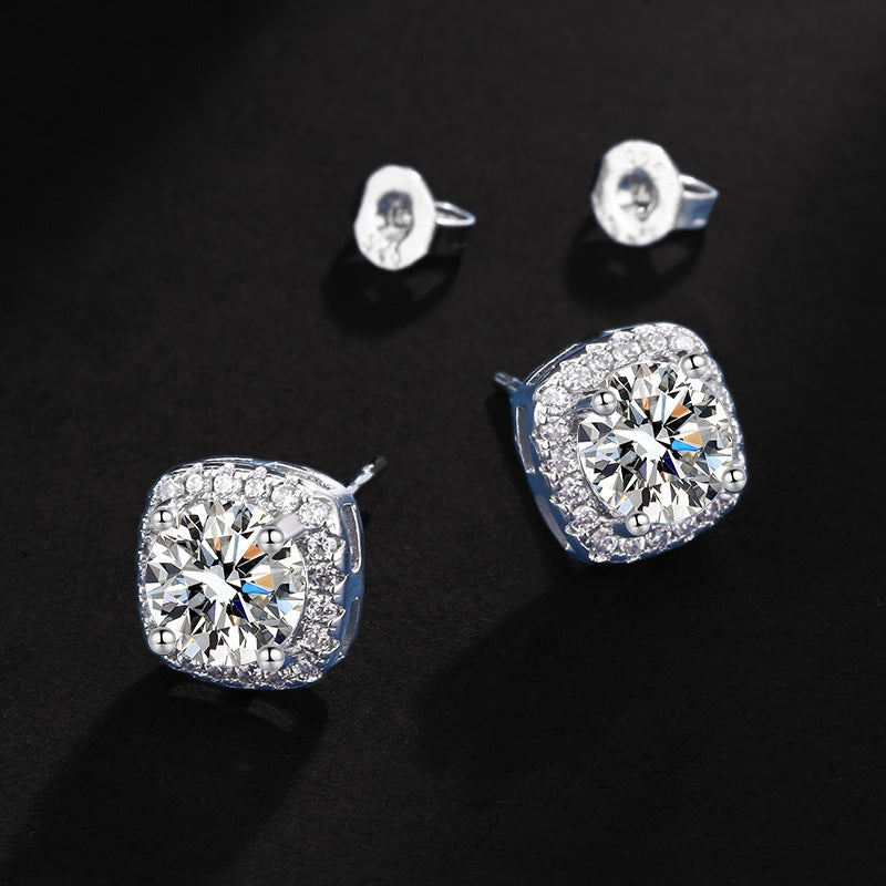 Square Bag Diamond Necklace Rings Ear Studs Suit Weloria