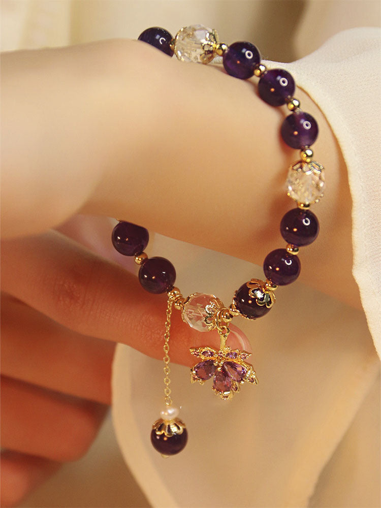 Purple Maple Natural Uruguay Amethyst Bracelet Maple Leaf Weloria