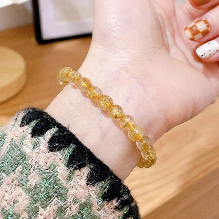 Natural Gold Rutilated Quartz Sunstone Bracelet Weloria