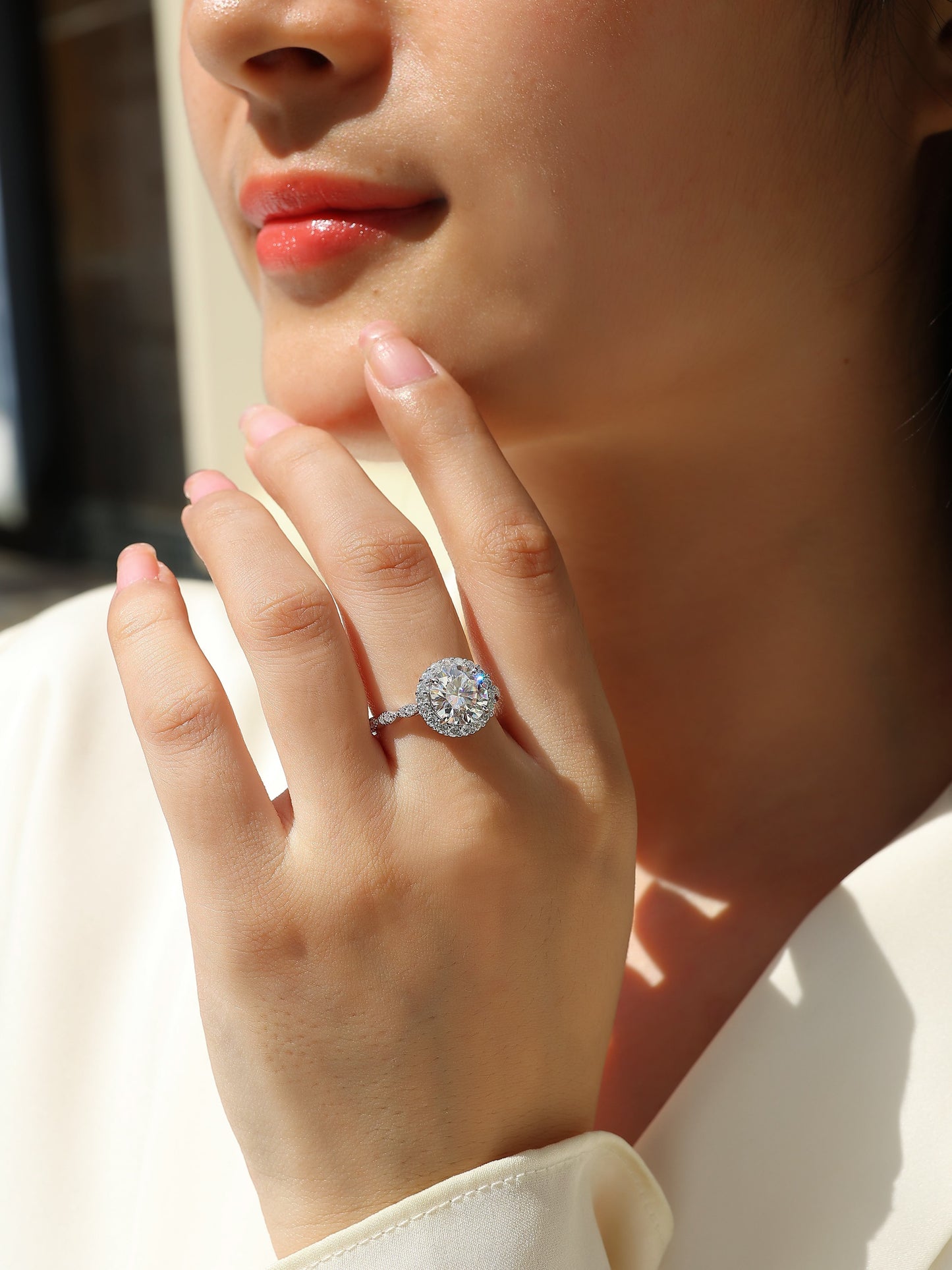 Starlight Shining - A Fashionable Jewelry Ring Set With 3-carat Moissanite S925 Sterling Silver And Platinum-plated Diamond Weloria