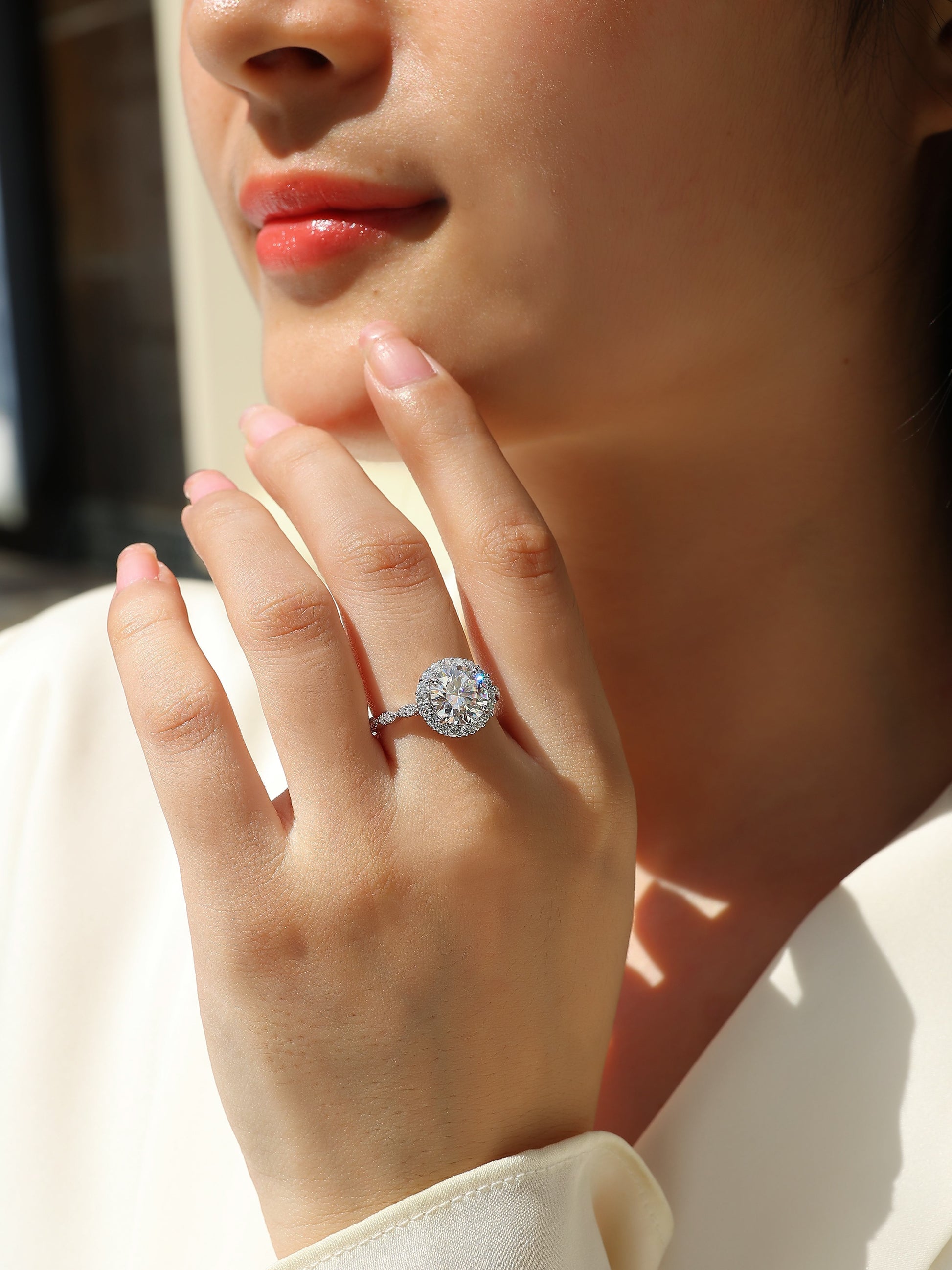 Starlight Shining - A Fashionable Jewelry Ring Set With 3-carat Moissanite S925 Sterling Silver And Platinum-plated Diamond Weloria