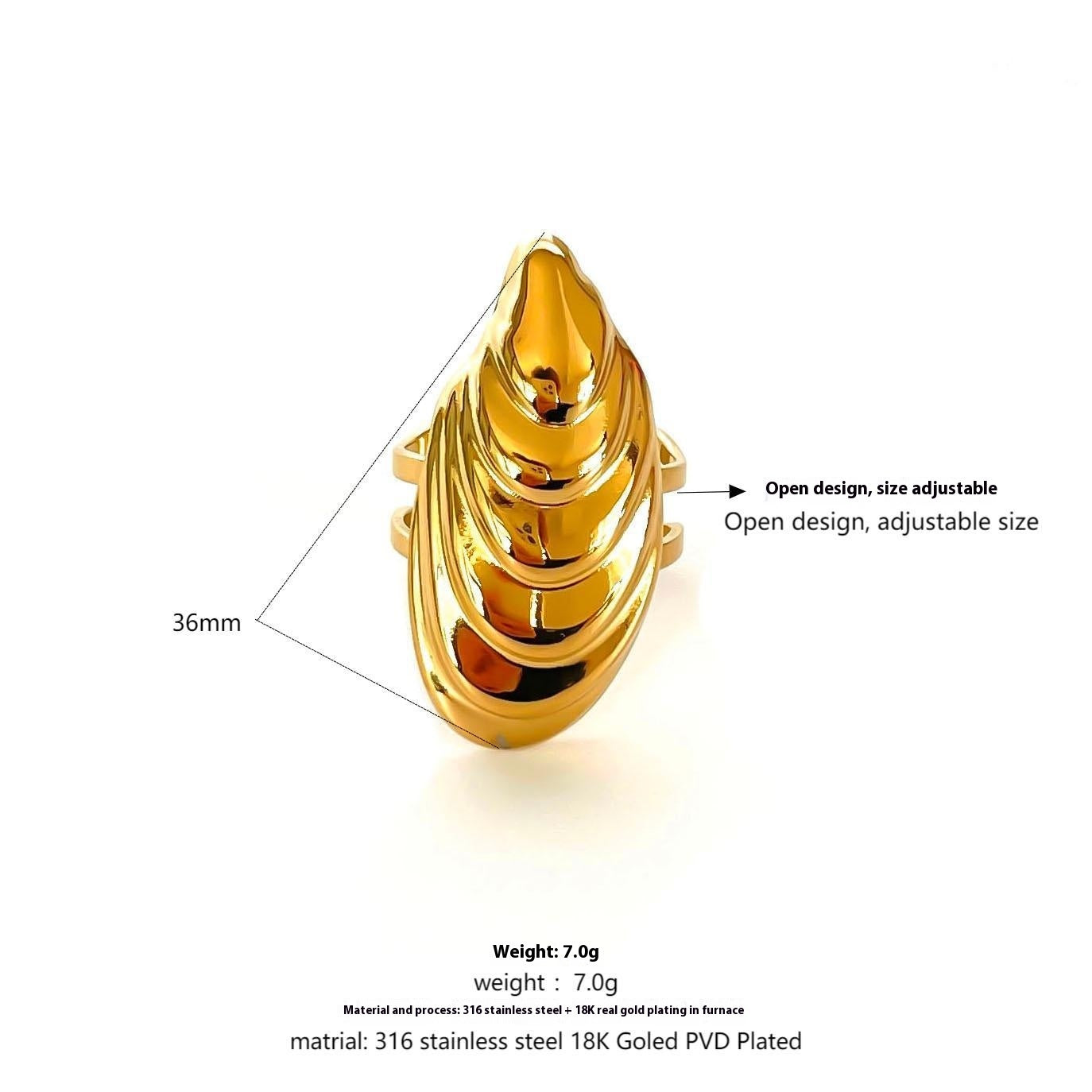 RETRO Geometric Irregular Opening Women's Ring Weloria