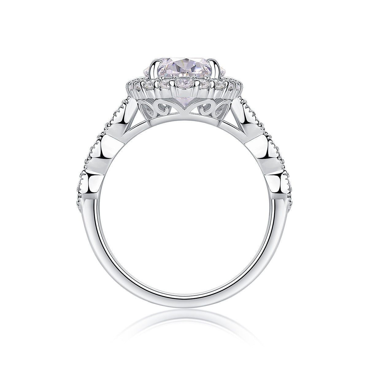 Bright Moon - A Fashionable Diamond Jewelry Piece Set With Moissanite S925 Sterling Silver And Platinum-plated Diamond Ring Weloria