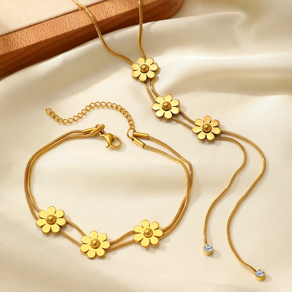 Three-dimensional Lock Snake Necklace Two-piece Set Weloria