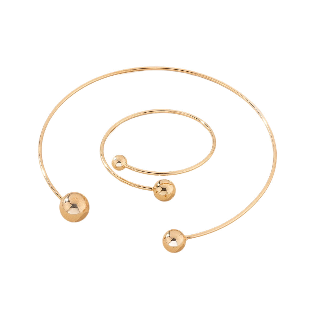 Gold Size Ball Dislocation Thin Open-end Bangle Bracelet Armband Suit Weloria