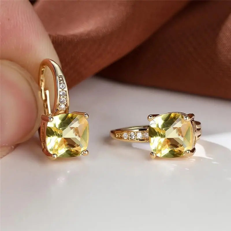 Square Zircon Inlaid Ear Hook Korean Style Fashion All-matching Weloria
