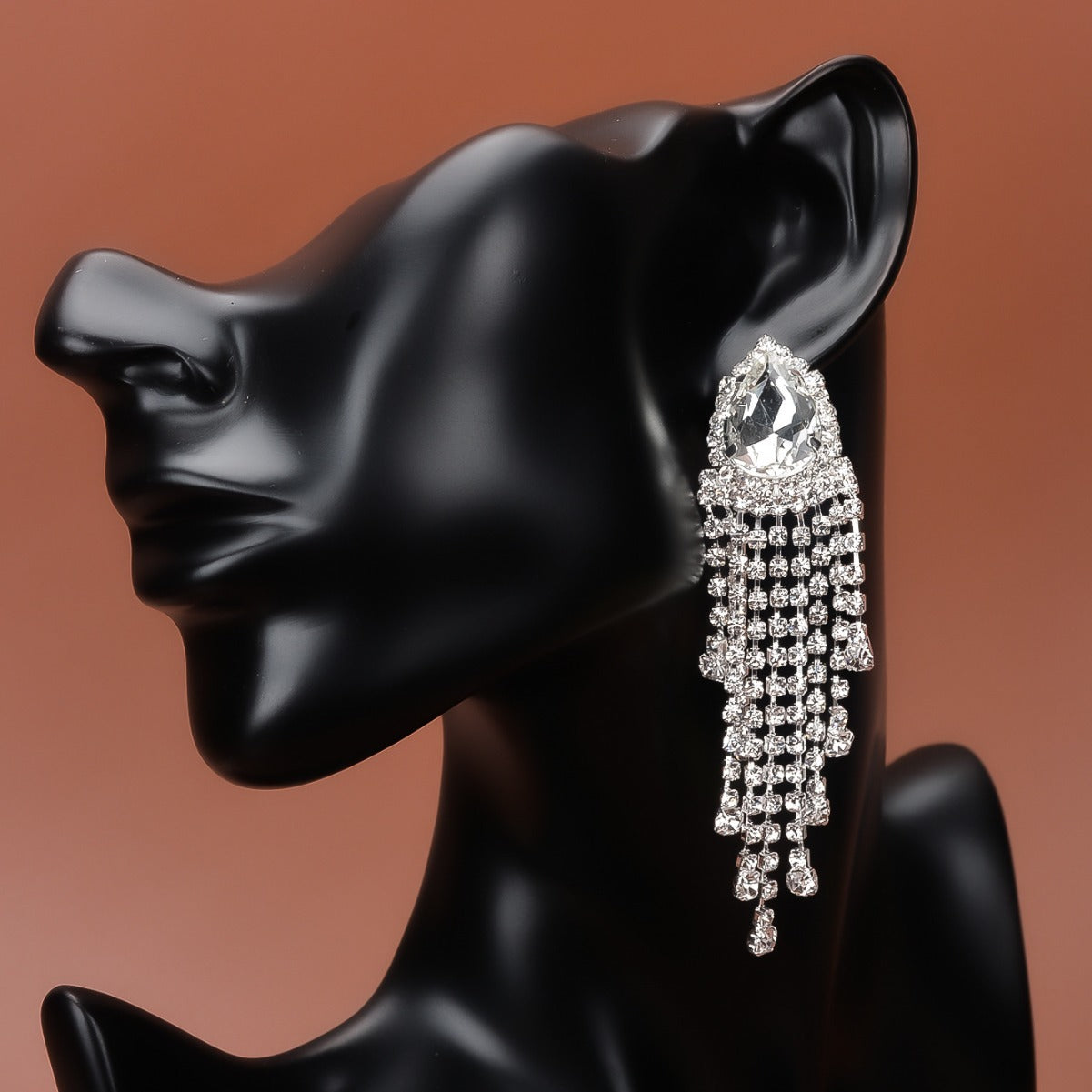 Rhinestone Tassel Earrings Big-name Drop-shaped Weloria
