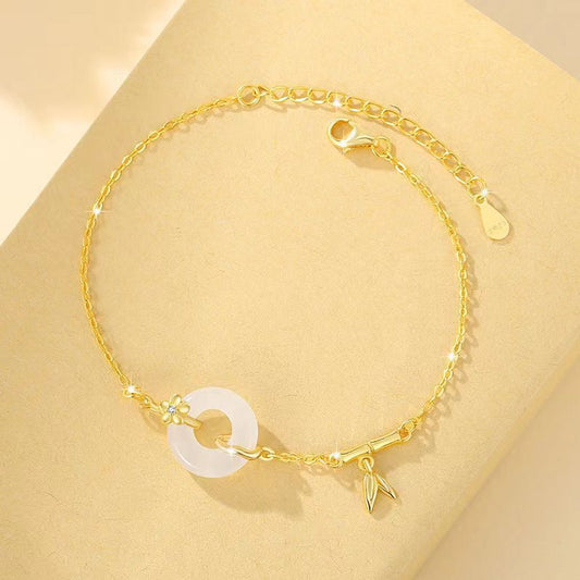 Luxury Fashion Peace Buckle White Chalcedony Bracelet Weloria