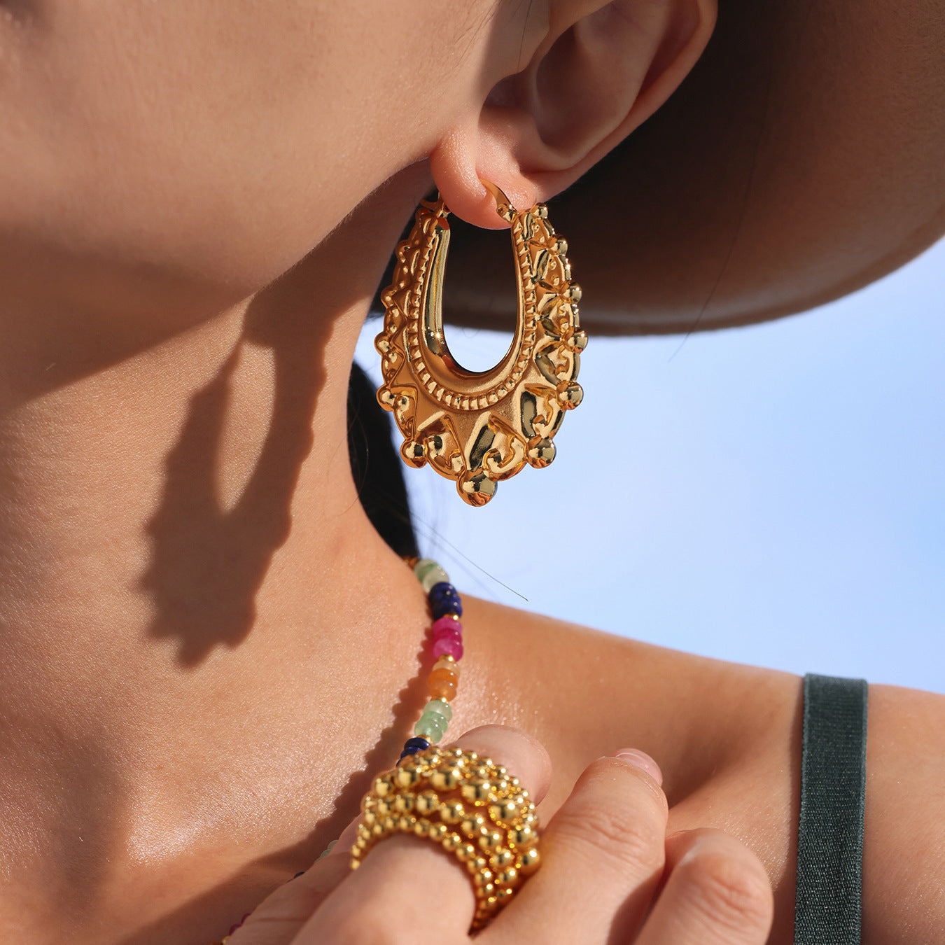 Personalized Gear Texture Earrings Stainless Steel Girls Weloria