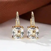 Square Zircon Inlaid Ear Hook Korean Style Fashion All-matching Weloria