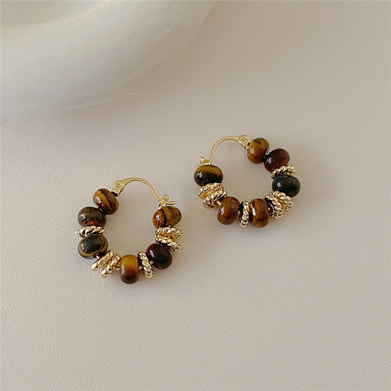 Retro Maillard Tigereye Women's Trendy Earrings Weloria