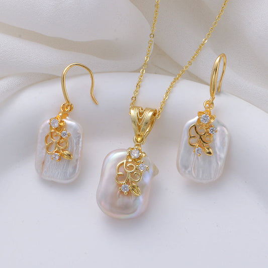 Copper Plated Real Gold Design Versatile Baroque Shaped Pearl Earrings Weloria