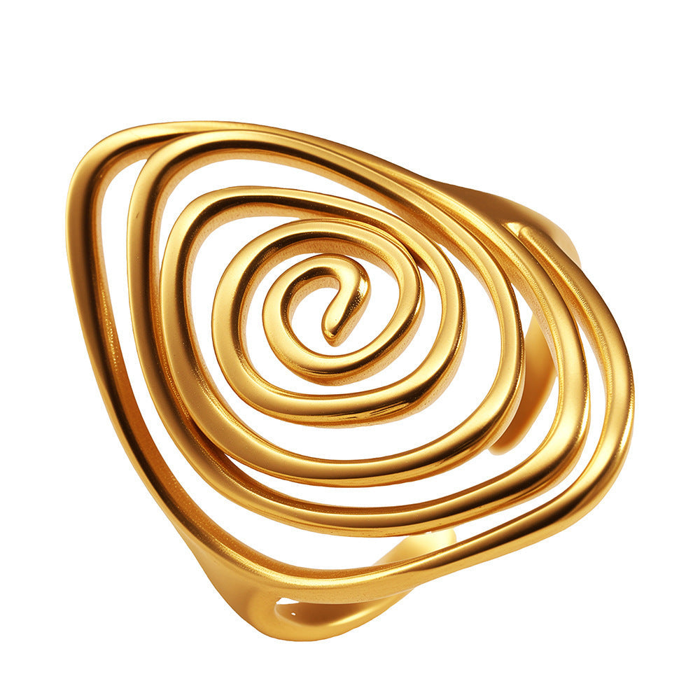 Geometric Spiral Laid Open Ring For Men And Women Retro High Sense Weloria