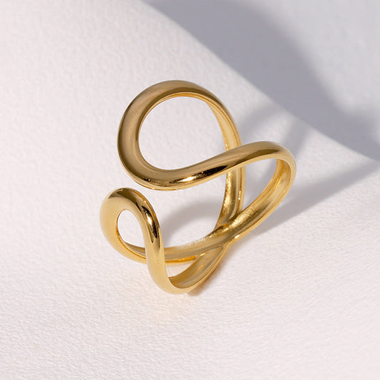 Geometric Asymmetric Minimalistic Personalized Advanced Sense Gold-plated Open Ring Weloria