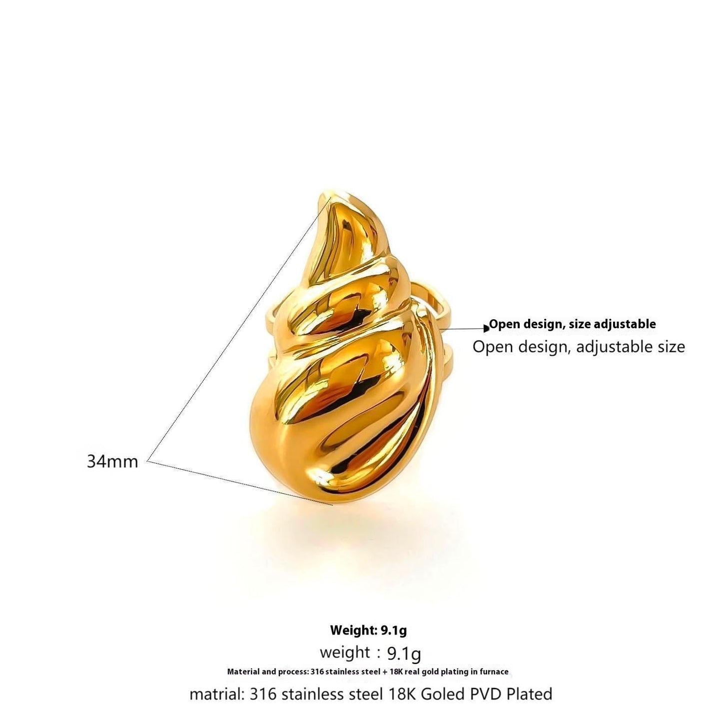 RETRO Geometric Irregular Opening Women's Ring Weloria