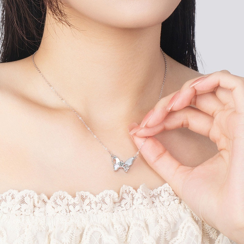 Butterfly Fritillary Necklace Women's Sterling Silver Light Luxury Minority Weloria